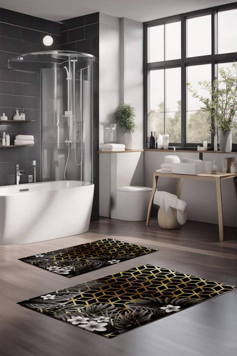 Mijölnir Juego de Alfombrillas de Baño CT-5002, 2 Piezas, Multicolor Mijölnir Juego de Alfombrillas de Baño CT-5002, 2 Piezas, Multicolor